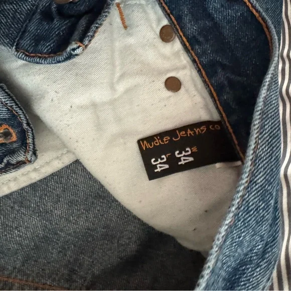 Nudie Jeans Men's Straight Dark Blue Denim - Picture 3 of 5